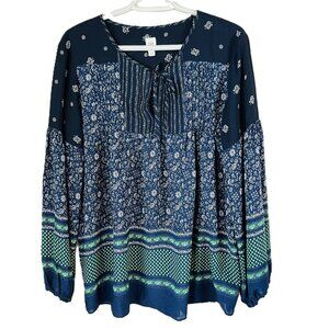 CottagPatch Cottagecore Midnight Meadow Boho Blouse— Whimsy, Florals XL